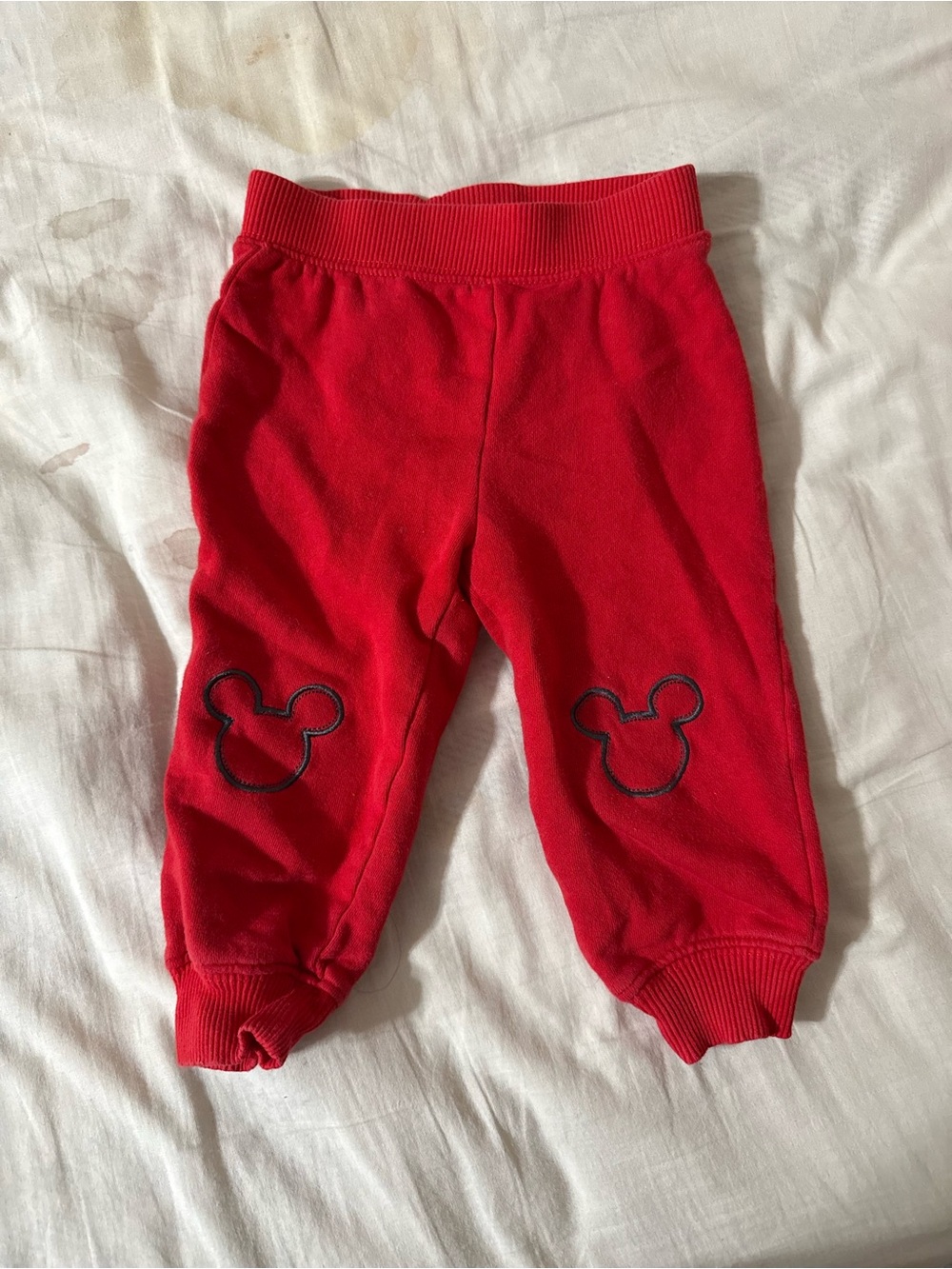 Disney Red Kids' Fleece Bottoms with Mickey Mouse Patch